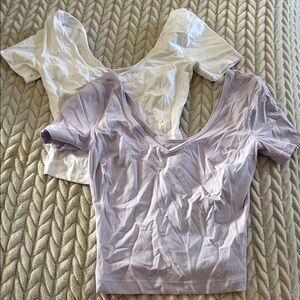 BUNDLE Lululemon Lavender and White  Scoop Neck Women’s Tops
